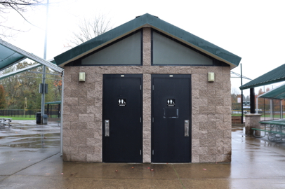 Two gender-neutral, accessible restrooms near sports fields